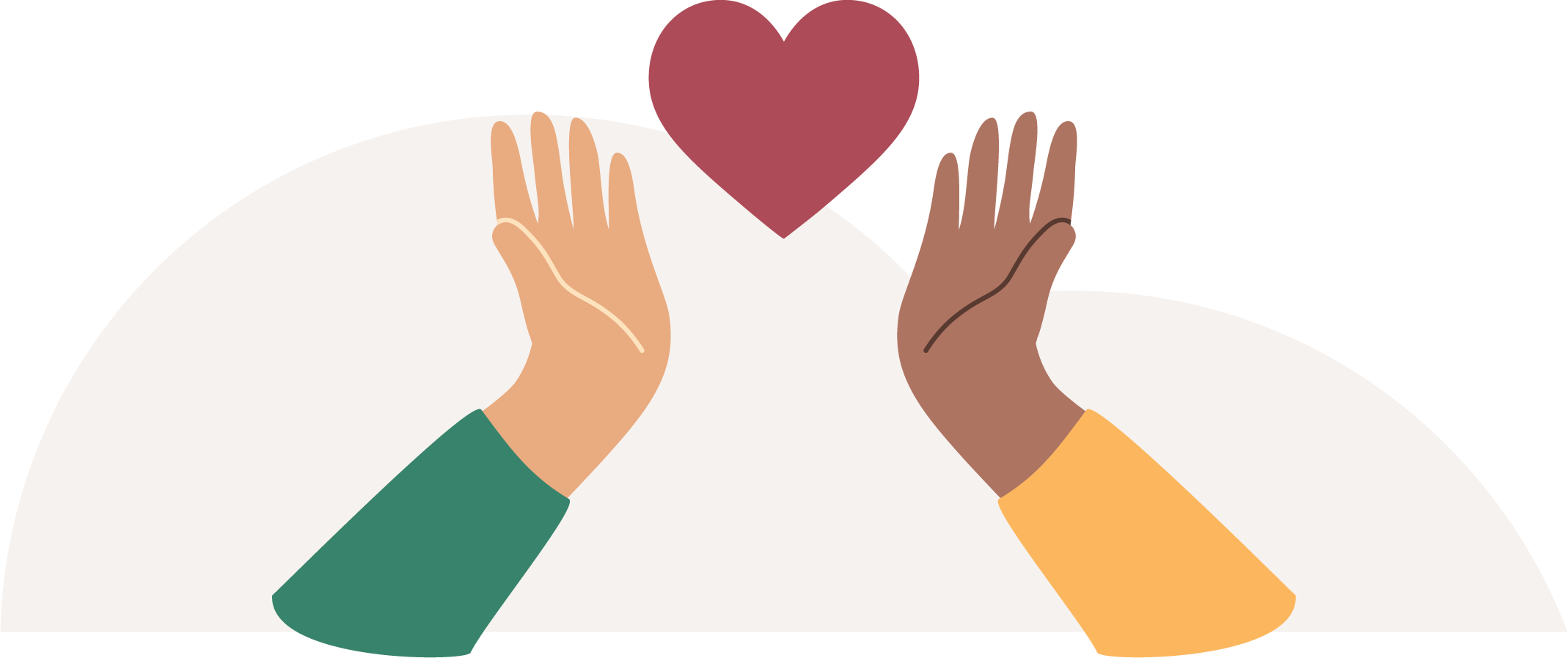 supportive hands with heart illustration